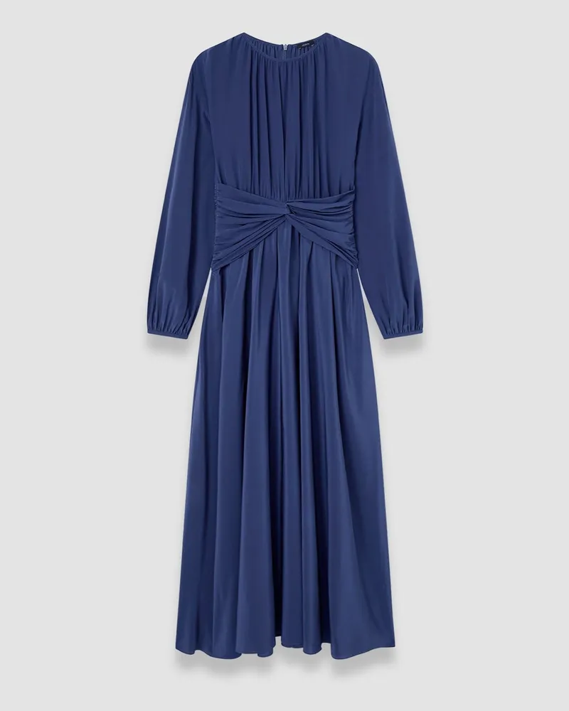 Joseph Leila Crepe de Chine Knot Silk Dress Blue