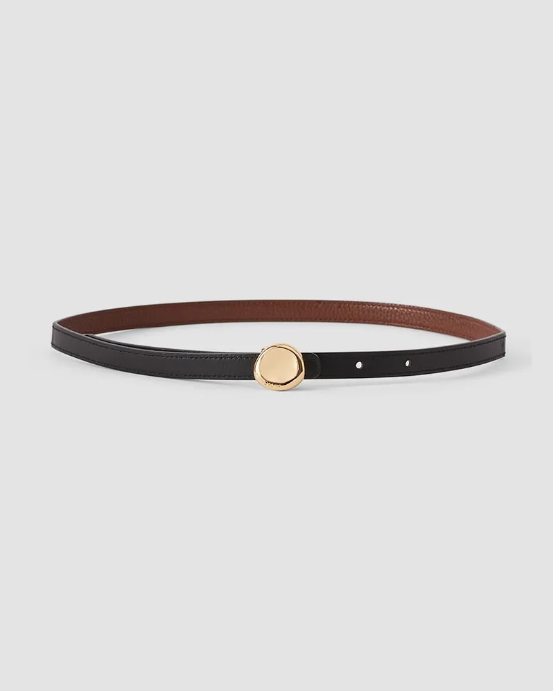 Joseph Arden Reversible Slim Leather Belt Black