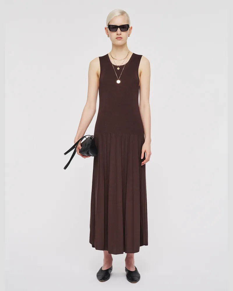 Joseph Satiny Rib Knit Dress Brown