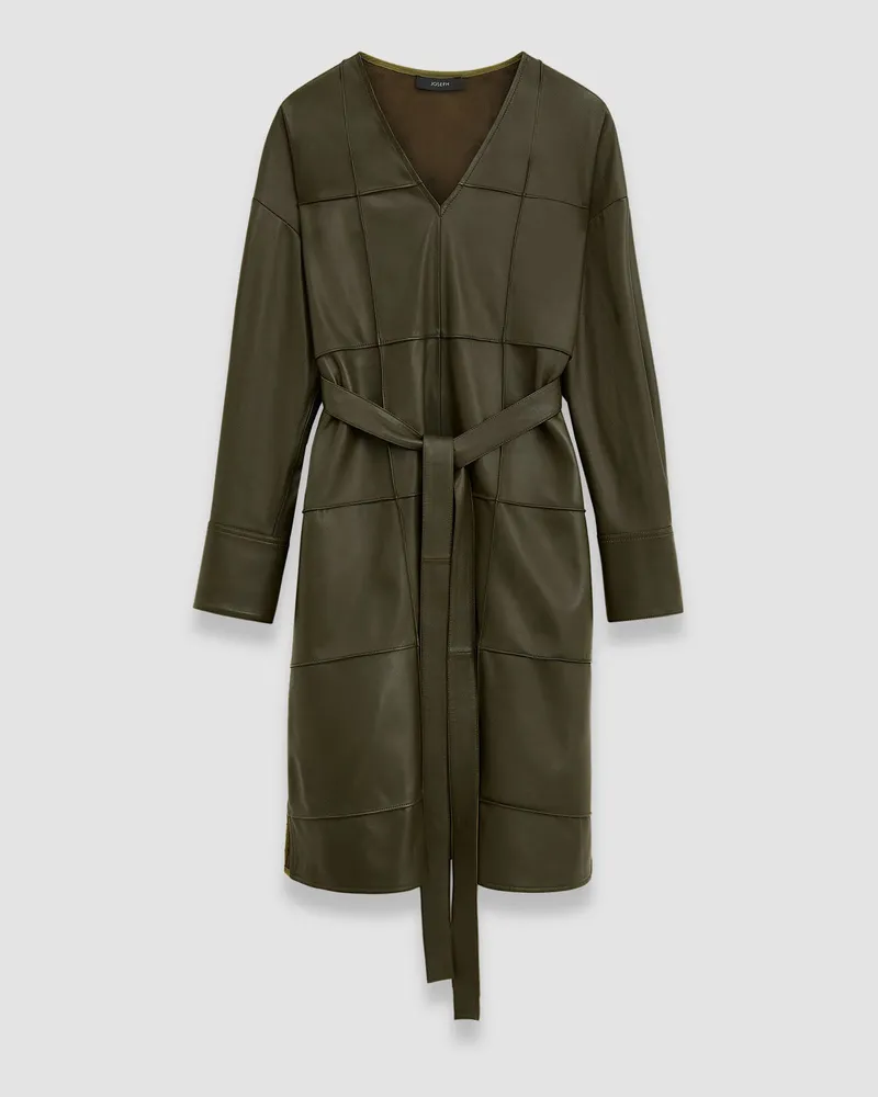 Joseph Grid Nappa Leather Matisse Dress Green