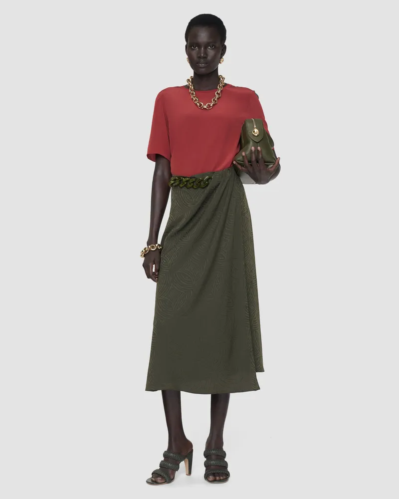 Joseph Tanger Jacquard Silk Skirt - Shorter Green