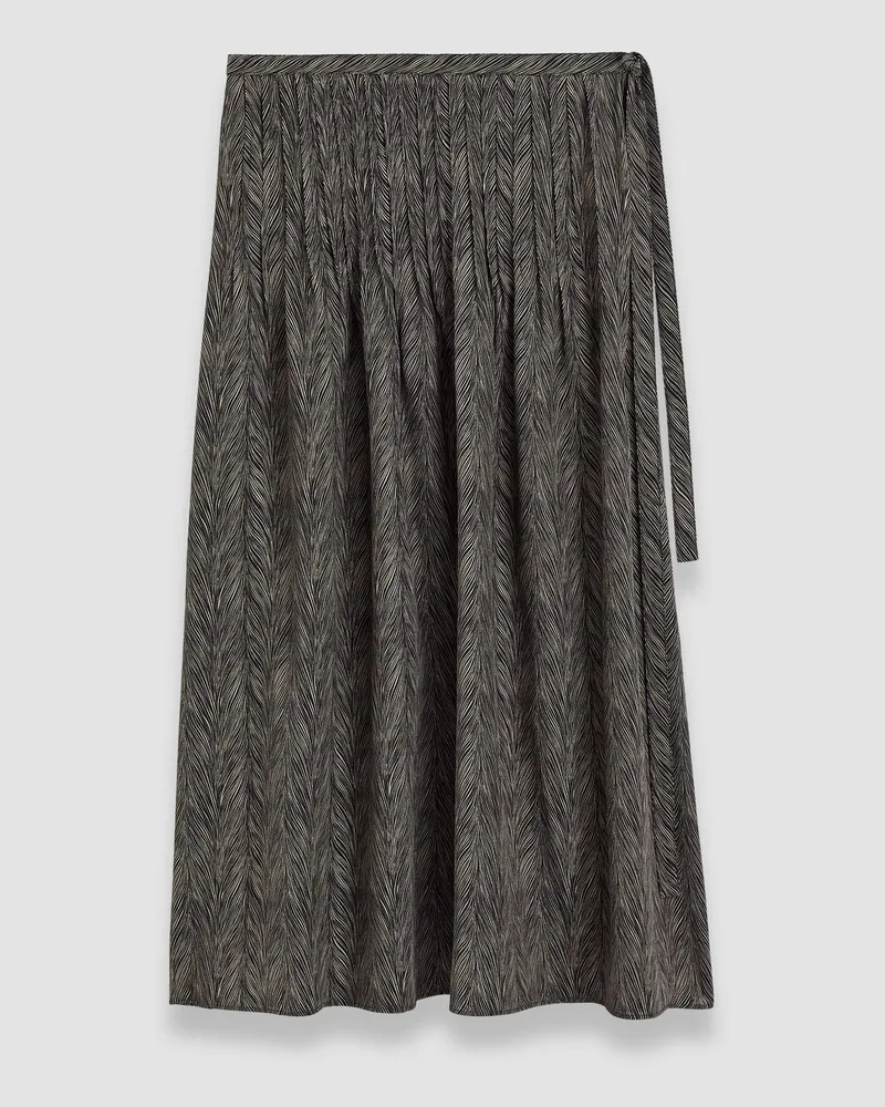 Joseph Lavy Crepe de Chine Print Silk Skirt - Shorter Brown