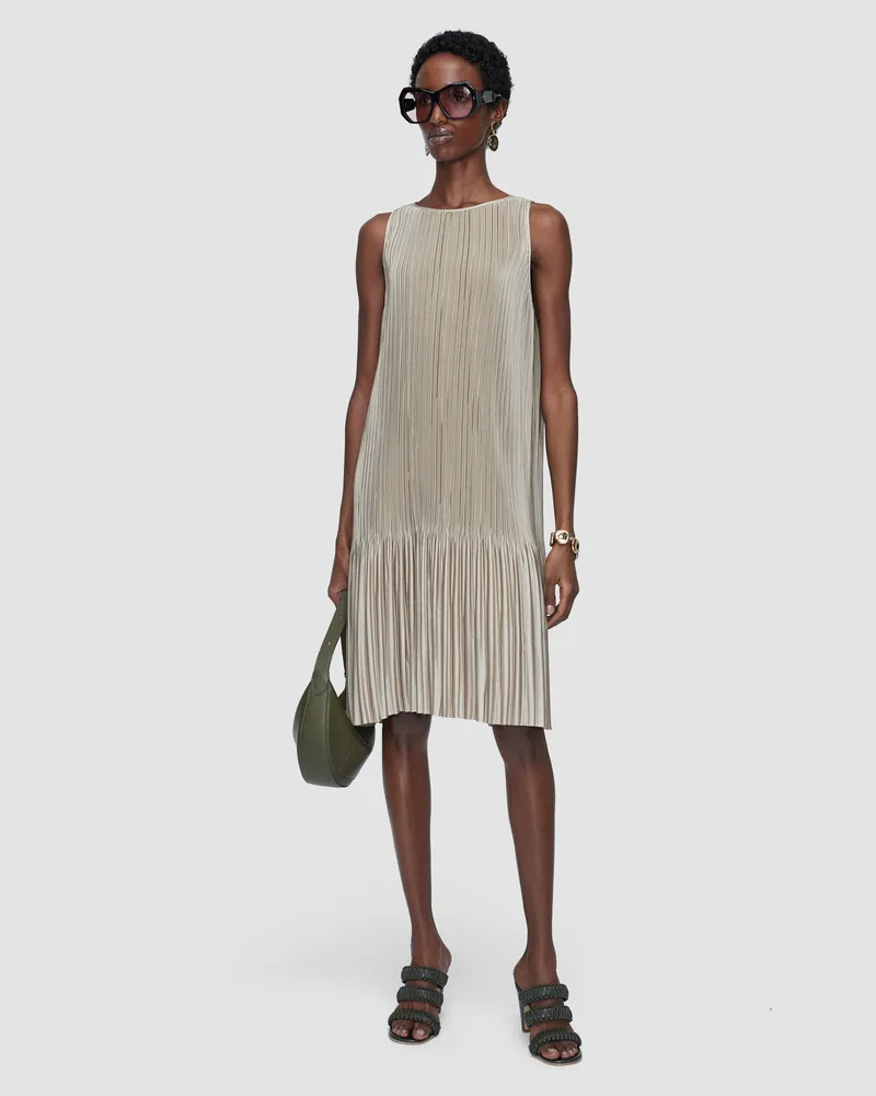 Joseph Rida Pleated Satin Dress Beige