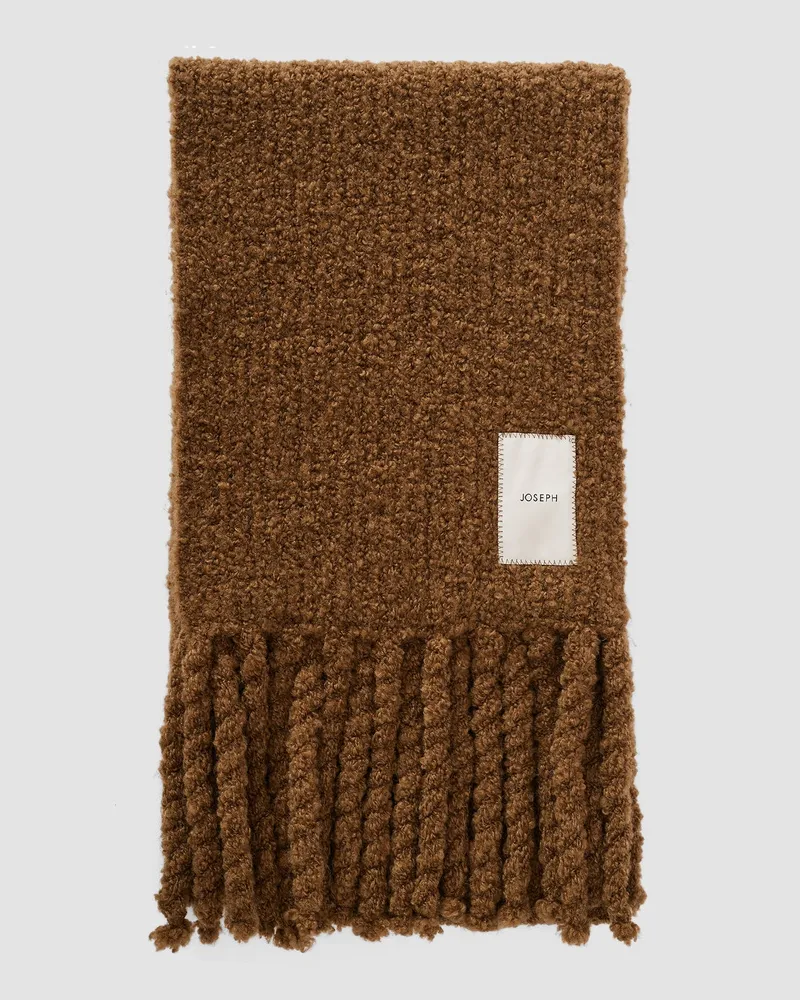 Joseph Kai Fluffy Bouclé Scarf Brown