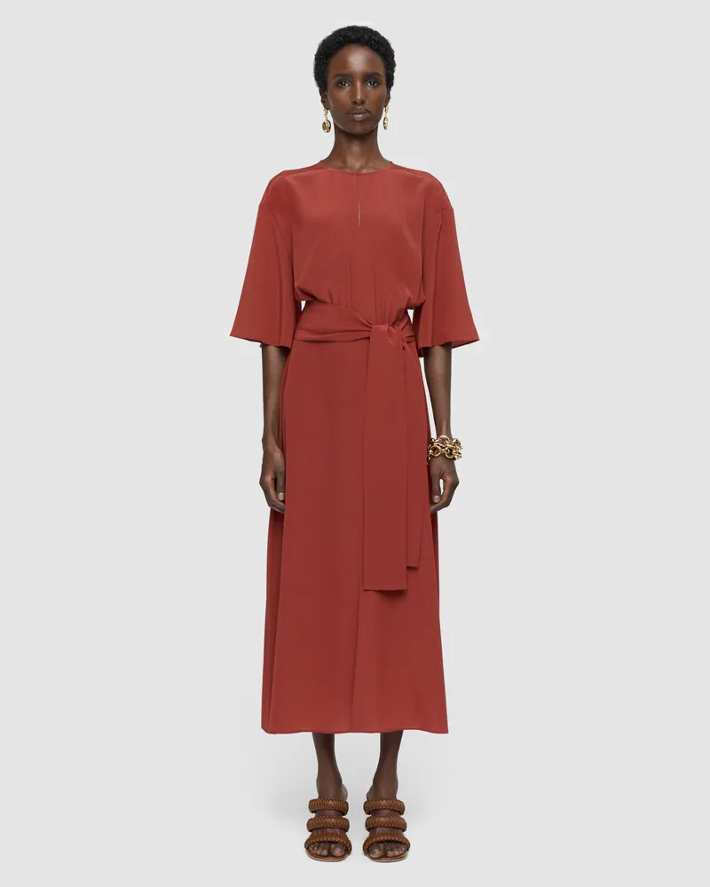 Joseph Silsila Crepe de Soie Silk Dress Red