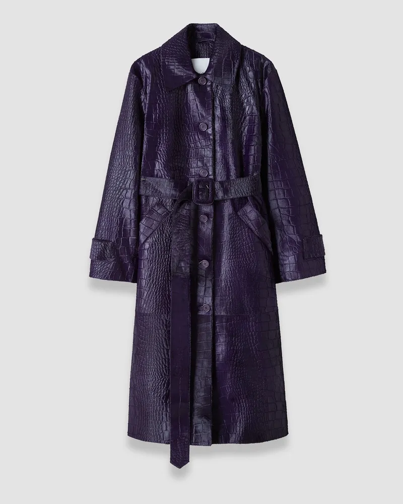Joseph Auger Embossed Croc Leather Coat - 42 