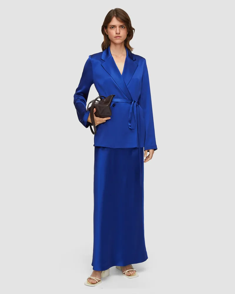 Joseph Isaak Long Silk Satin Skirt - Shorter Blue
