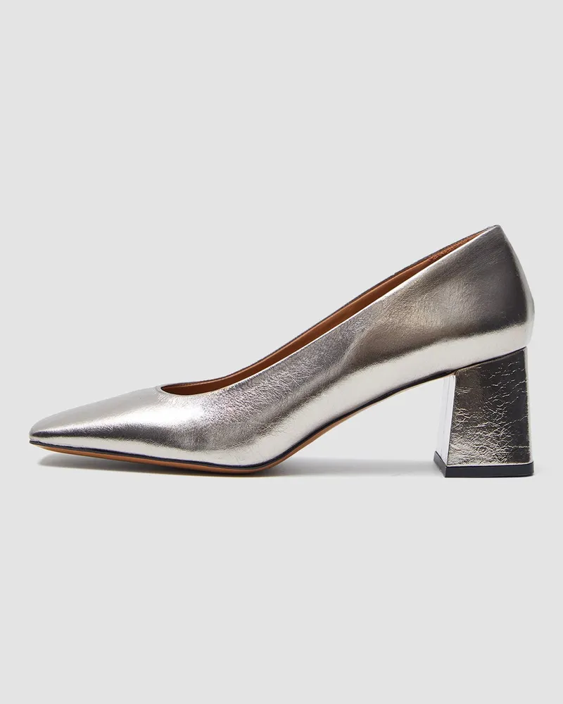 Joseph Heeled Metallic Leather Shoes Gold