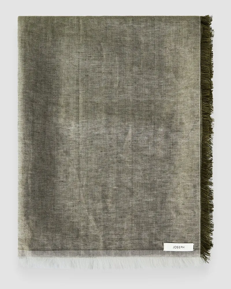 Joseph Fern Linen Blend Scarf Green