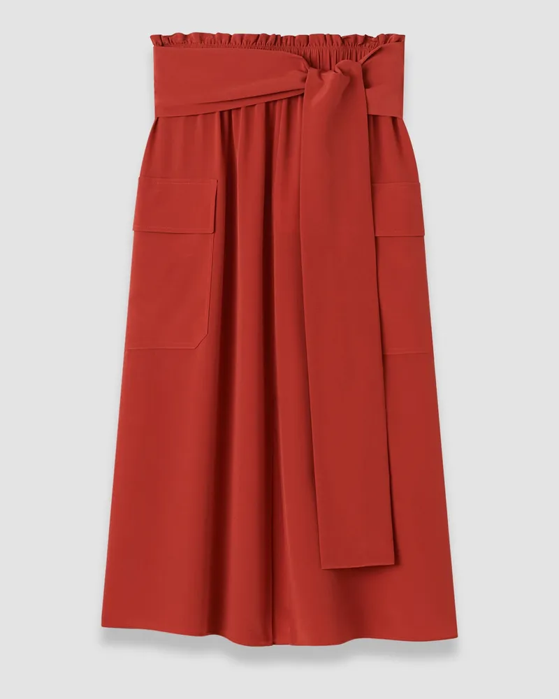Joseph Charai Crepe de Soie Silk Skirt Red