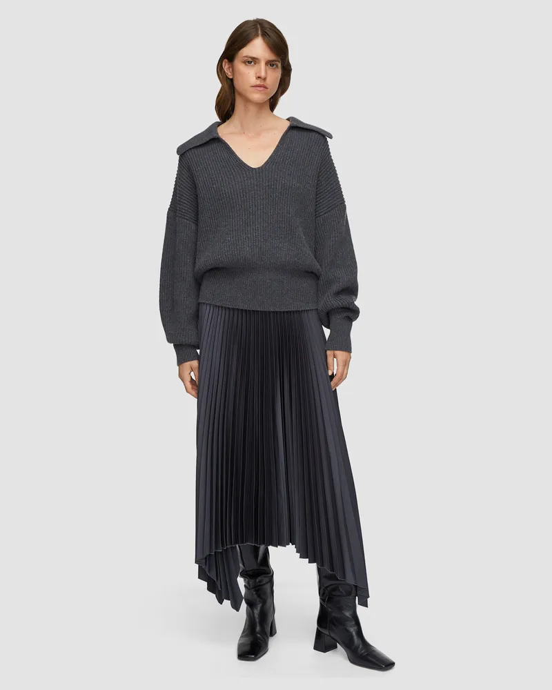 Joseph Ade Knit Weave Plissé Skirt - Shorter Grey