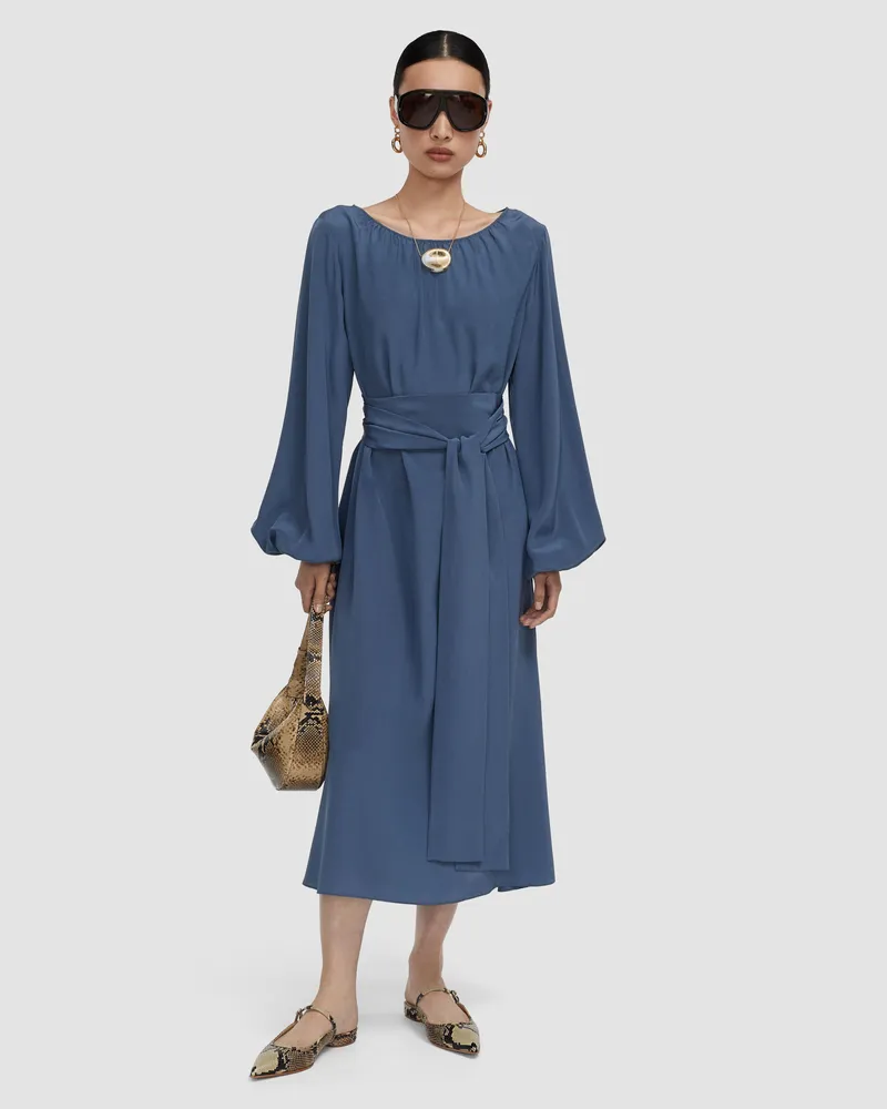 Joseph Cupid Crepe de Soie Silk Dress - Shorter Blue