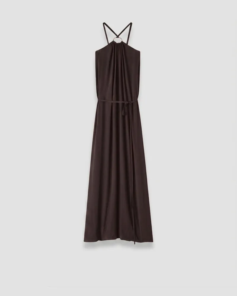 Joseph Zuzi Silk Blend Crepe Dress - Shorter Brown