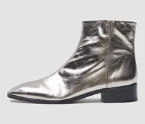 Metallic Leather Ankle Boots