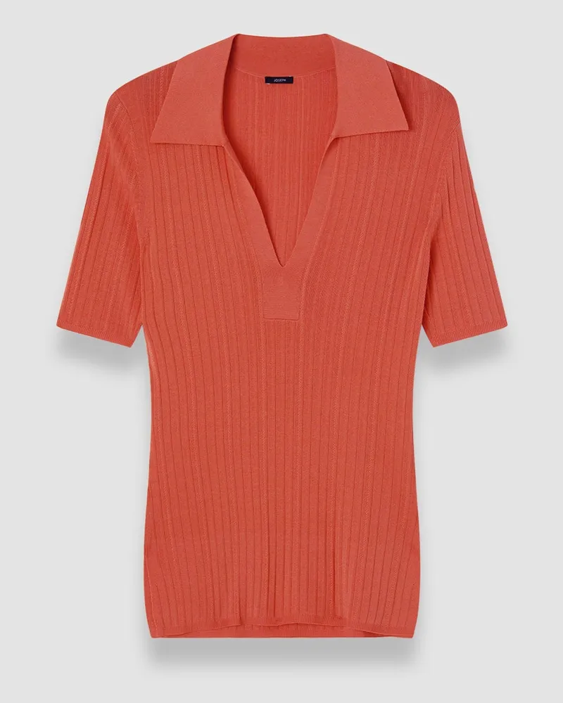 Joseph Viscose Rib Knit Polo Top - XS 