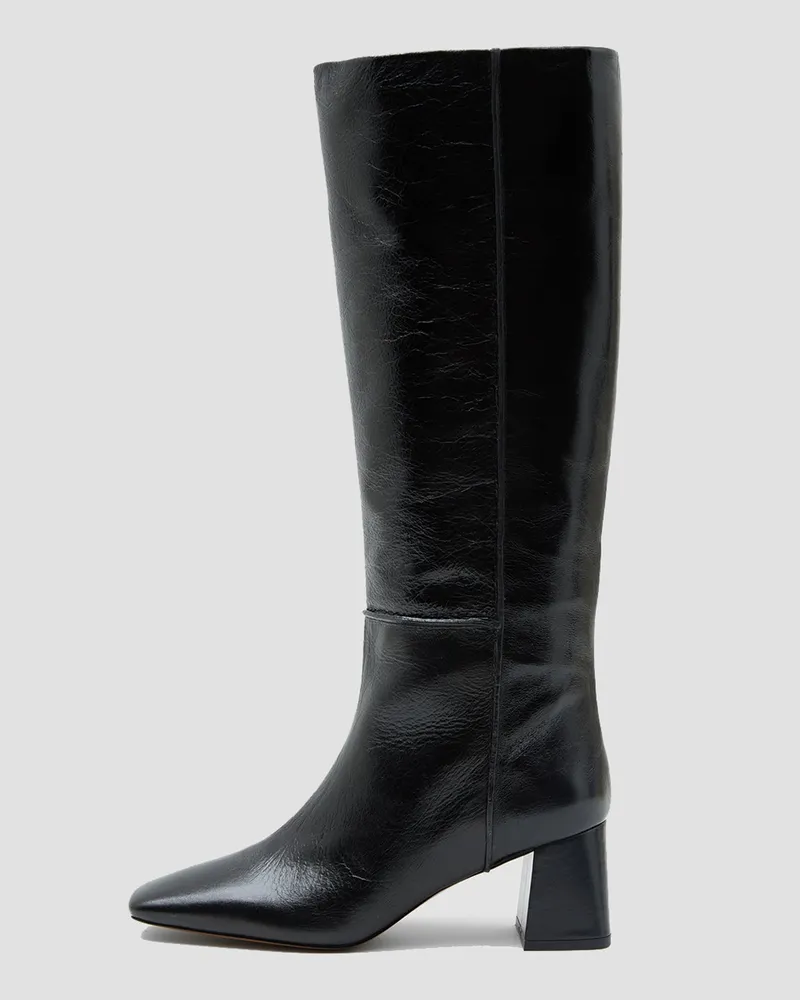 Joseph Heeled Knee High Patent Leather Boots Black