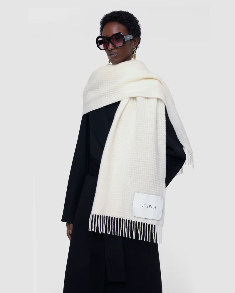 Joseph Flora Waffle Wool Scarf White