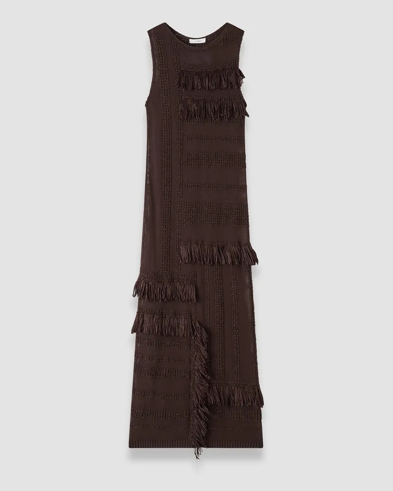 Joseph Nari Cotton Raffia Fringe Dress Brown