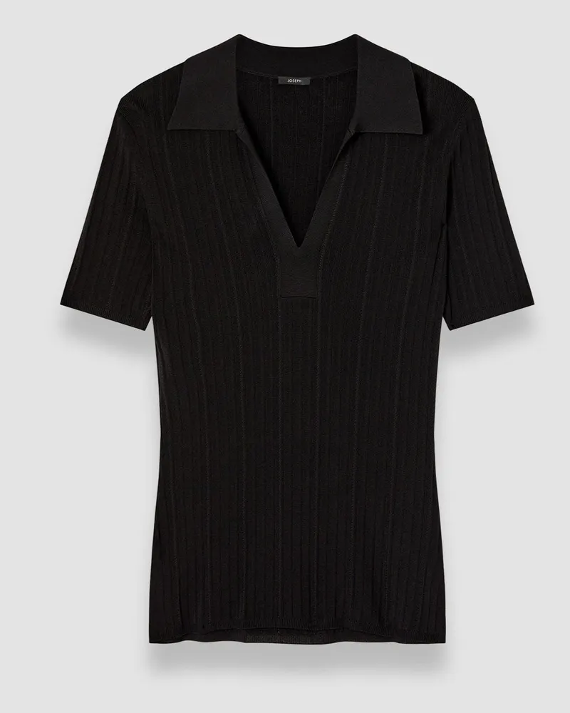 Joseph Viscose Rib Knit Polo Top - XS 