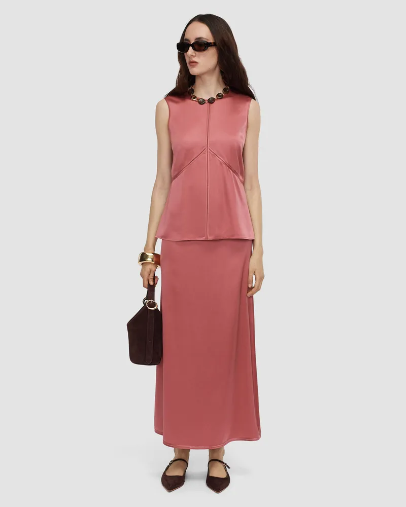 Joseph Isaak Long Silk Satin Skirt - Shorter Pink