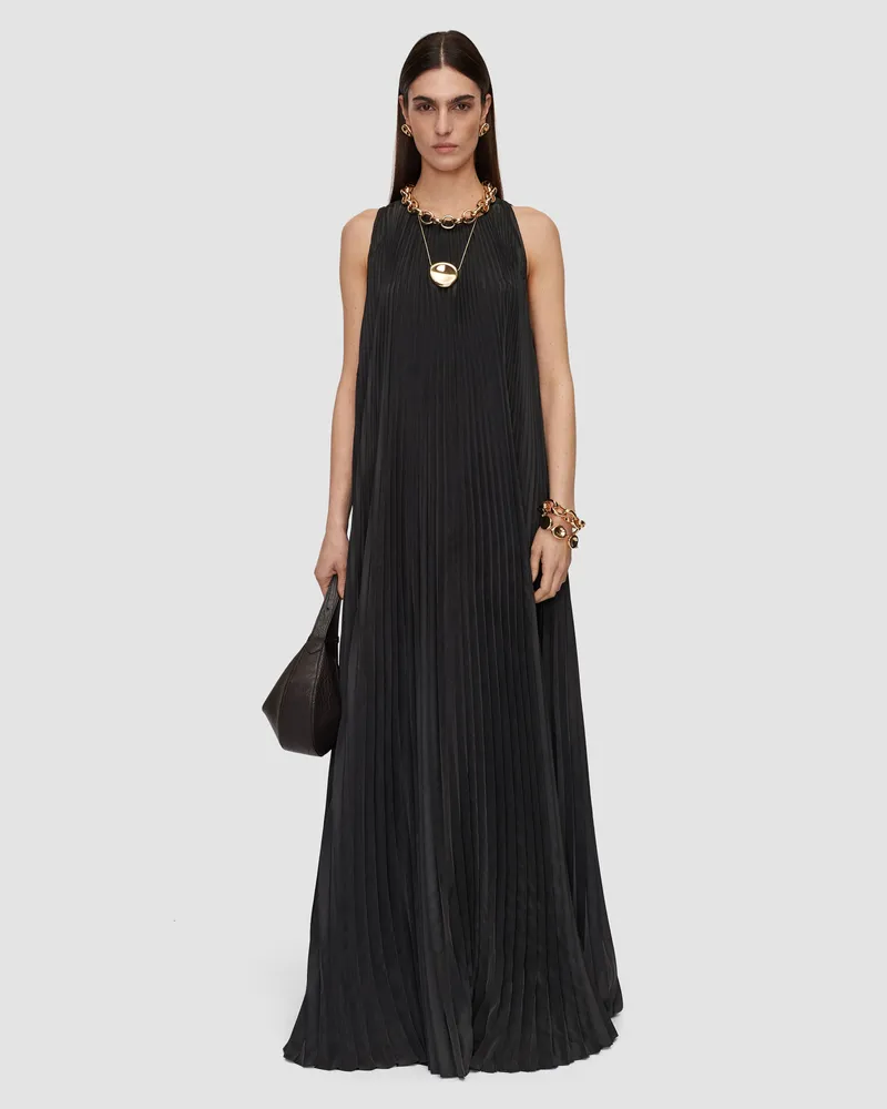 Joseph Chenes Silk Blend Pleated Dress - Shorter Black