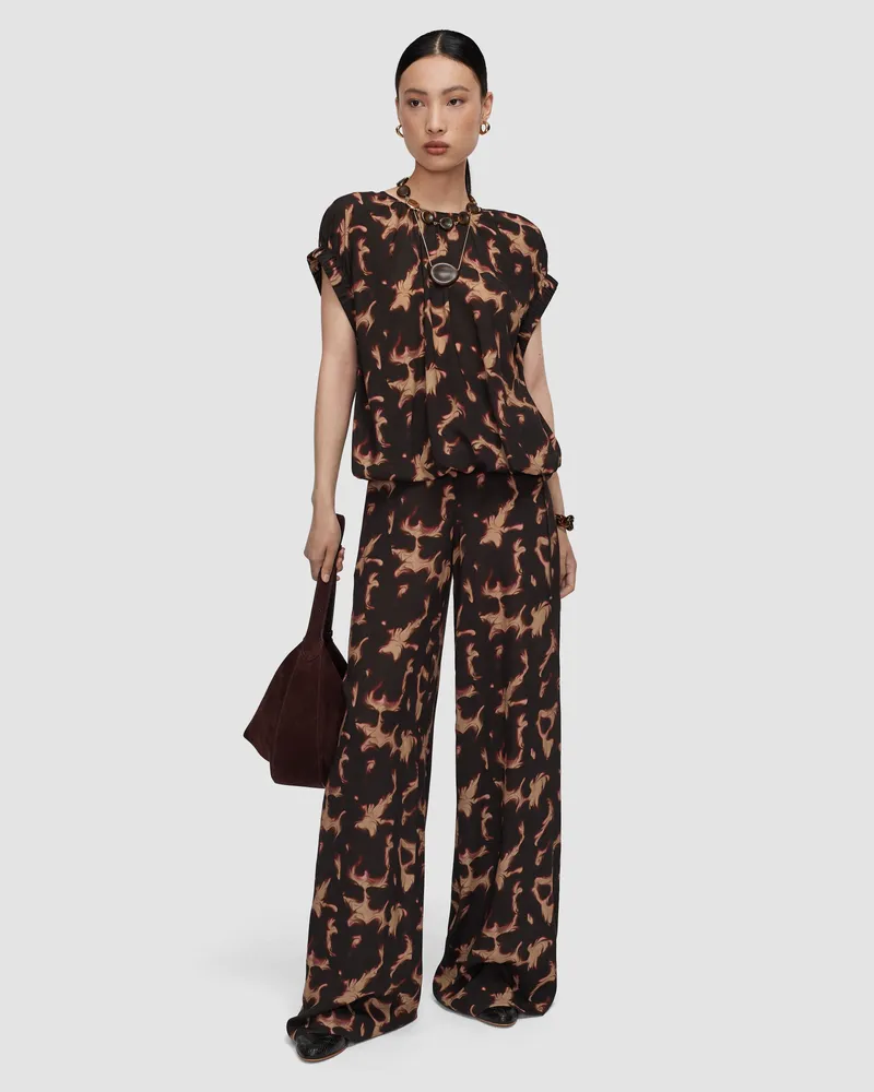 Joseph Phoebe Tortoiseshell Crepe Blouse - 44 
