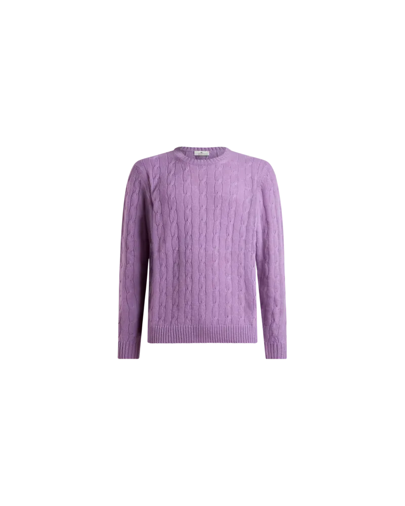 Etro Pullover Aus Kaschmir Mit Zopfmuster, Herren, Violett, Größe Violett