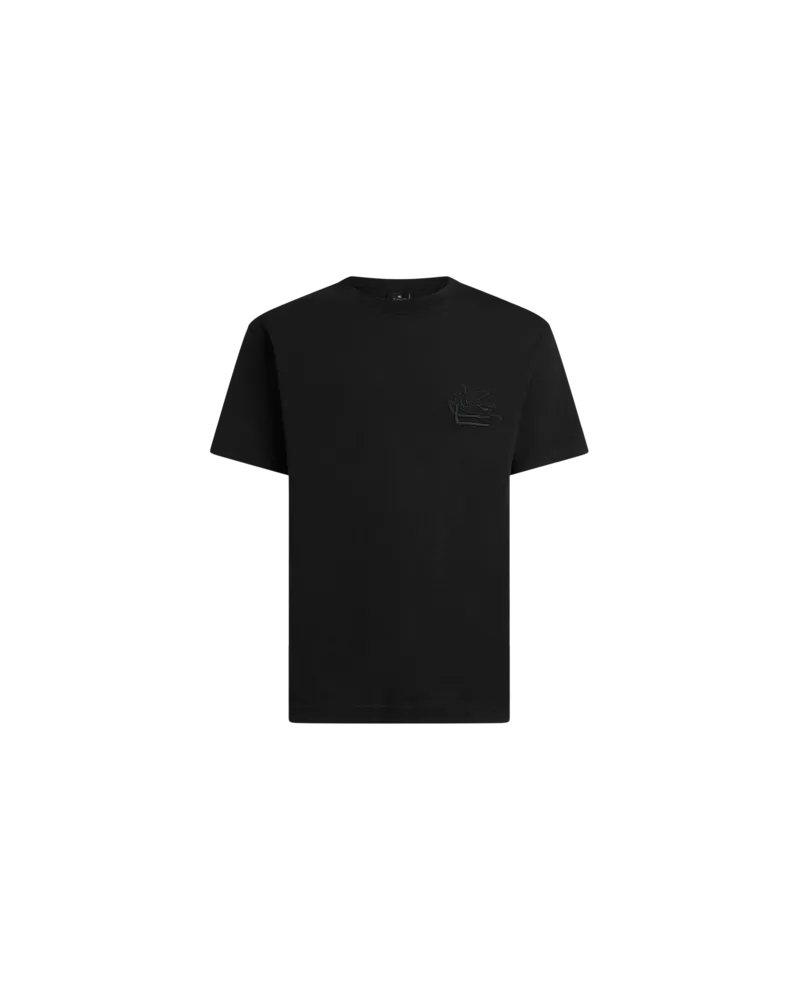 Etro T-shirt Mit Pegaso-stickerei, Herren, Schwarz, Größe Schwarz