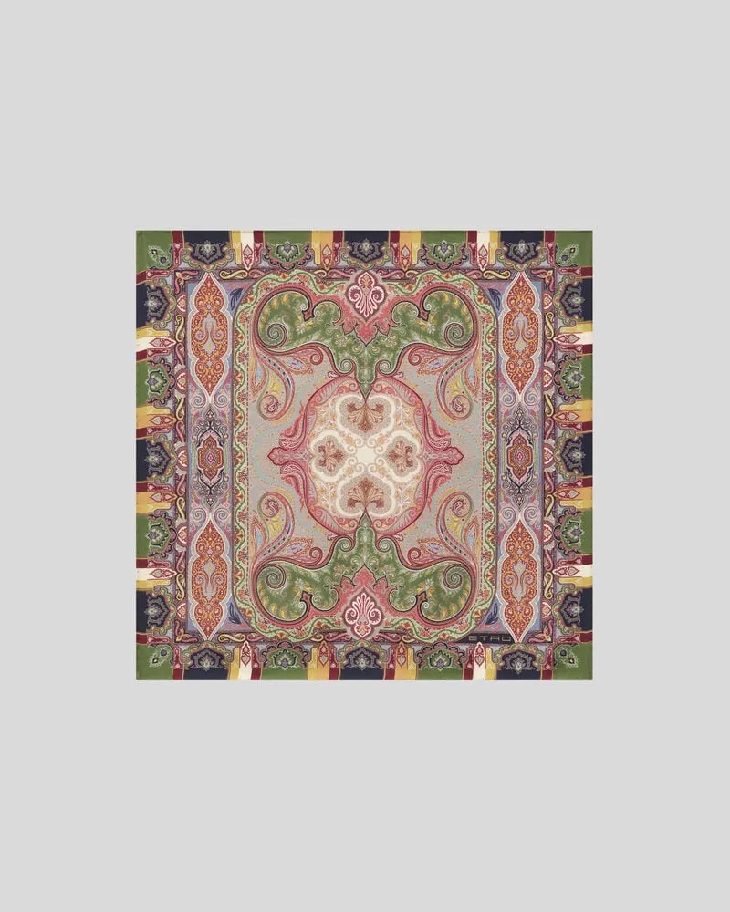 Etro Pochette Aus Seide Mit Floralem Paisley-motiv, Herren, Multicolor Multicolor