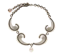 Halskette Paisley Mit Perlen, Damen, Silber