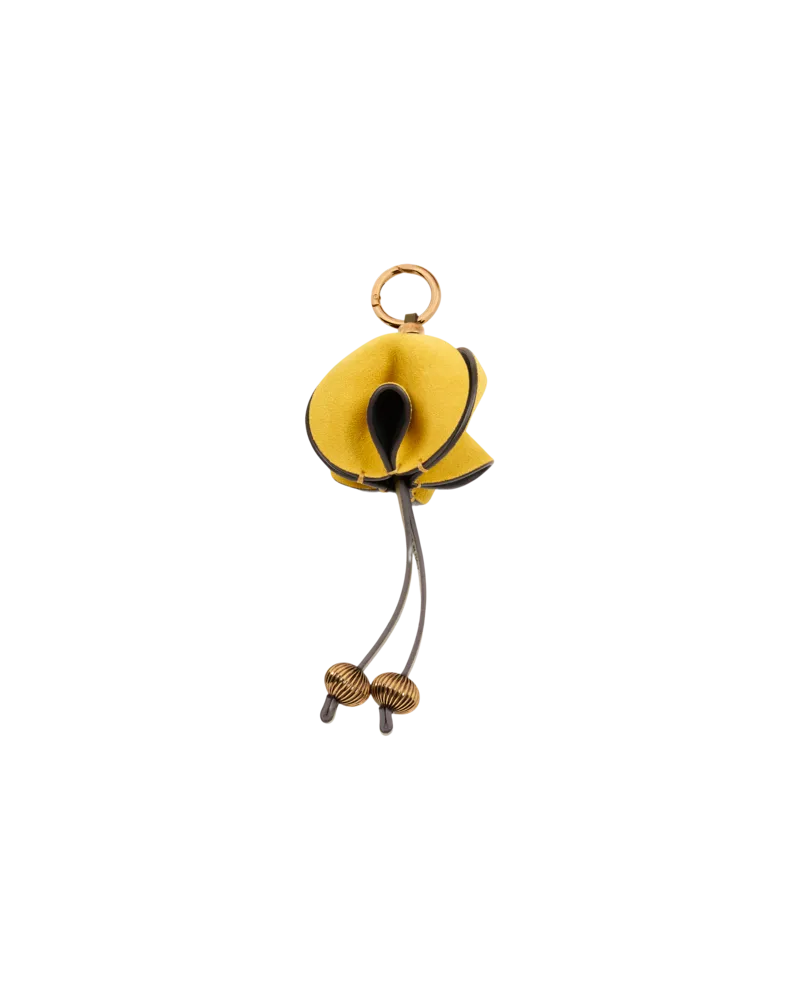 Etro Charm Mit Blume Aus Wildleder, Damen, Gelb Gelb