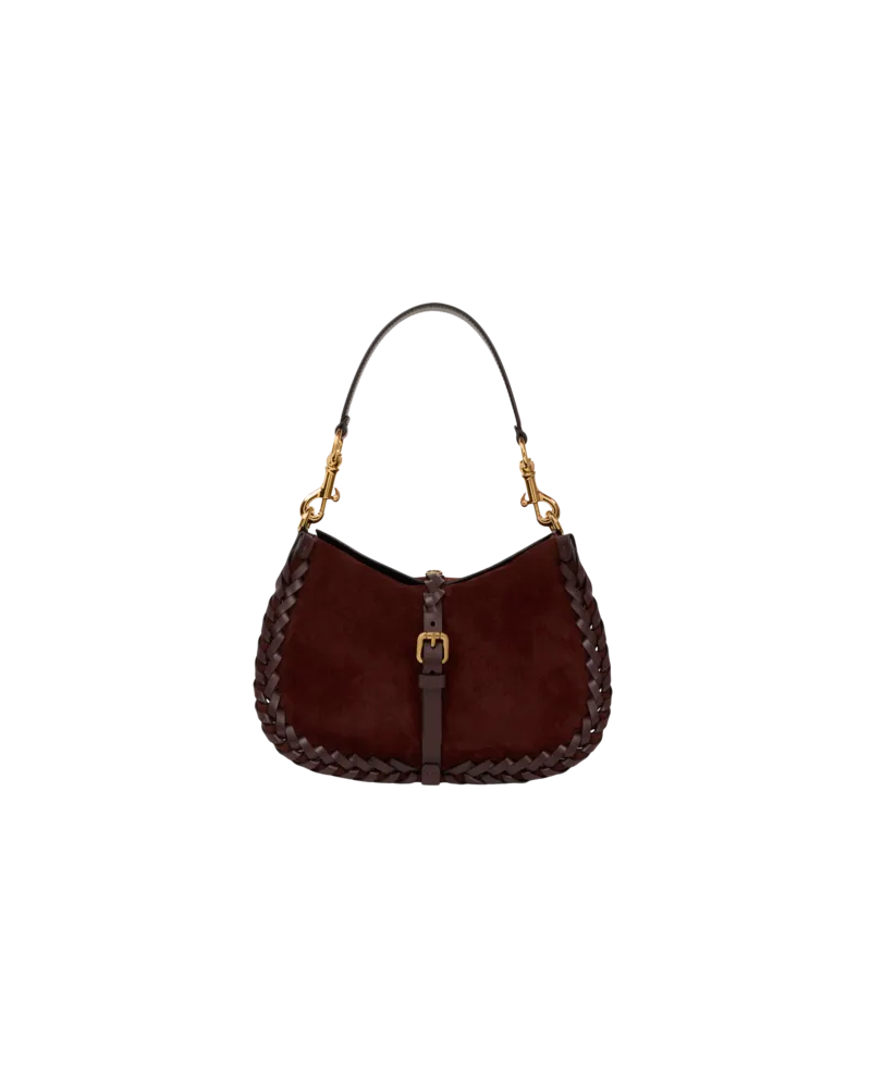Etro Mittelgrosse Tasche Pony Aus Veloursleder Mit Eingezogenen Bändern, Damen, Bordeaux Bordeaux