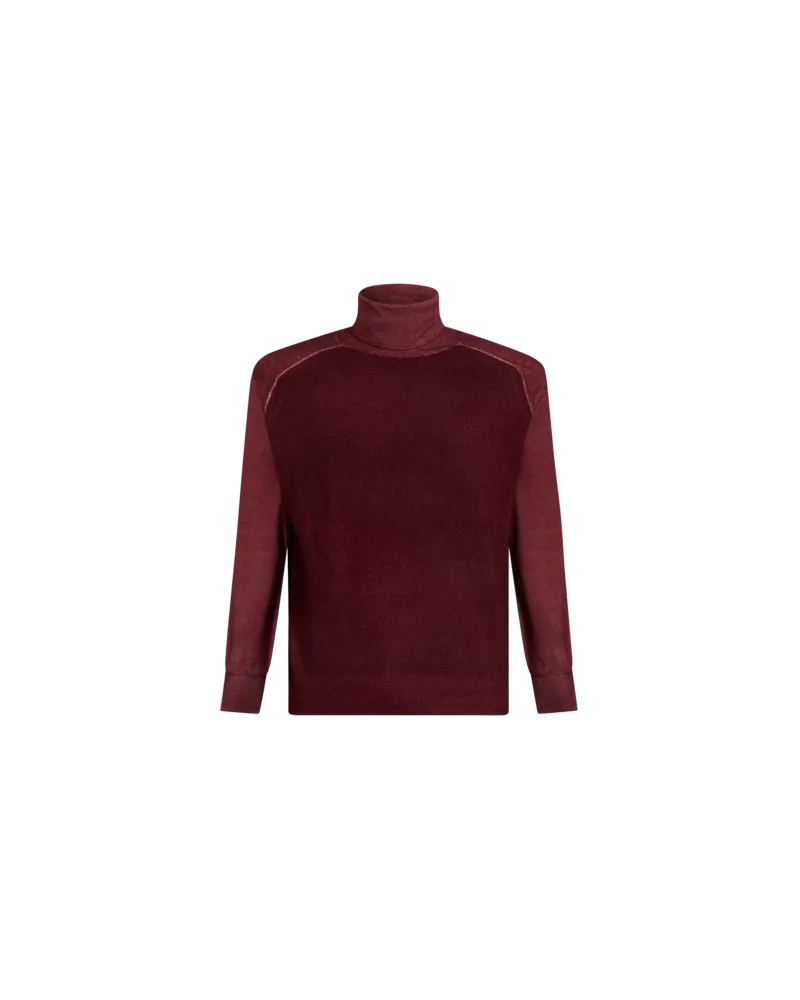 Etro Rollkragenpullover Aus Wolle Mit Pegaso, Herren, Bordeaux Bordeaux