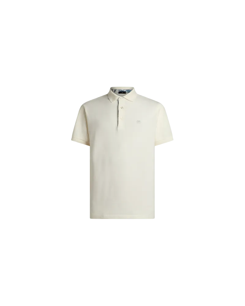 Etro Poloshirt Aus Einfarbiger Baumwolle Mit Gedruckten Details, Herren, Weiß, Größe Weiß