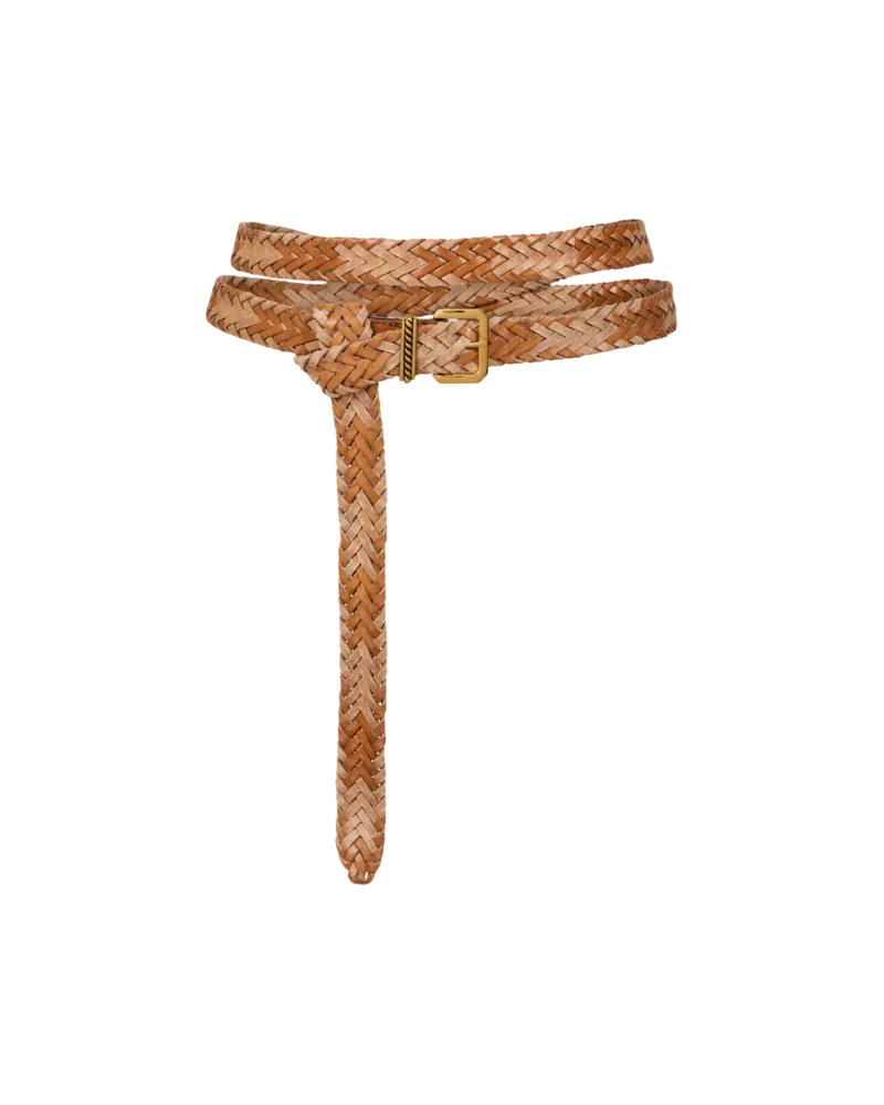 Etro Doppelter Gürtel Aus Geflochtenem Leder, Damen, Braun, Größe Braun