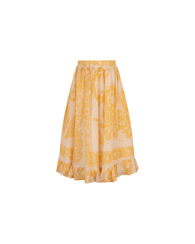 Etro Langer Rock Aus Georgette Mit Platziertem, Floralem Print, Gelb, Größe Gelb