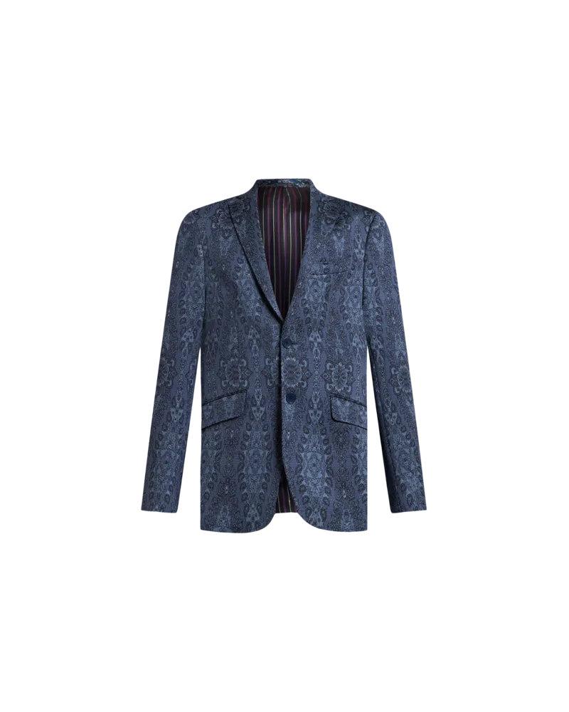 Etro Blazer Aus Jersey Aus Bedruckter Baumwollmischung, Herren, Navyblau, Größe Navyblau