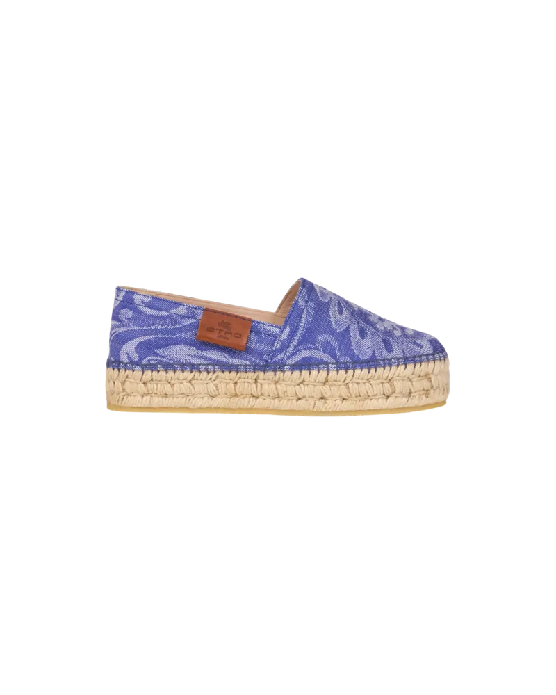 Etro Espadrilles Aus Jacquard-denim, Damen, Pulverblau, Größe Pulverblau