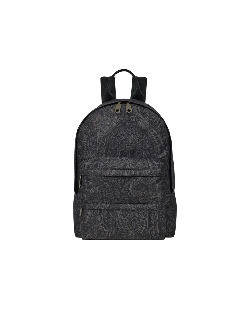 Etro Rucksack Aus Nylon Mit Arnica-motiv, Herren, Schwarz Schwarz
