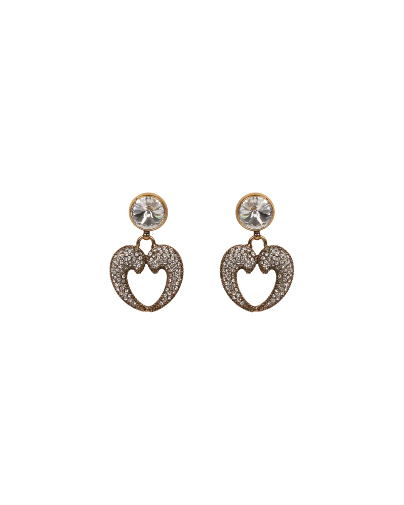 Etro Ohrringe Mit Herz Und Strass Allover, Damen, Gold Gold