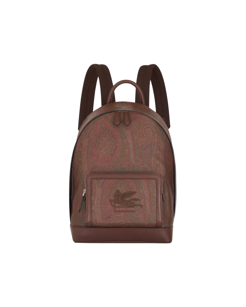 Etro Rucksack Mit Arnica-muster Und Pegaso, Herren, Weiß Weiß