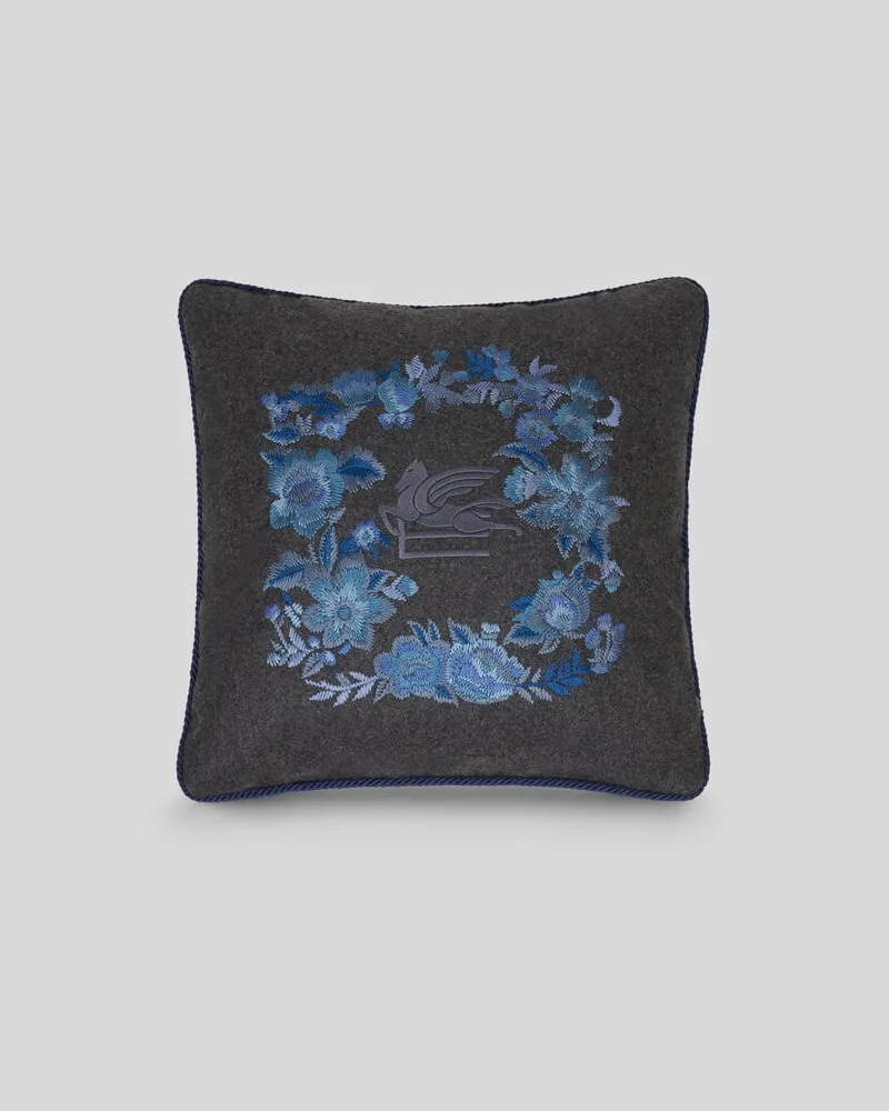 Etro Besticktes Kissen, Grau Grau
