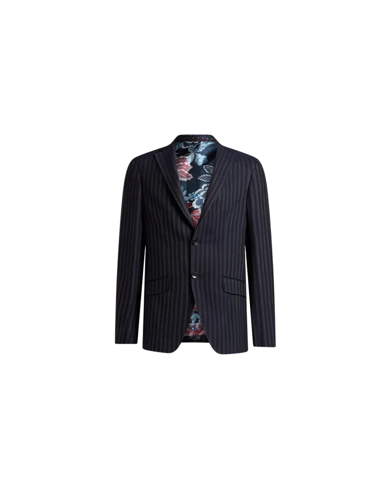 Etro Gestreifte Jacke Aus Wollmischung, Herren, Schwarz, Größe Schwarz