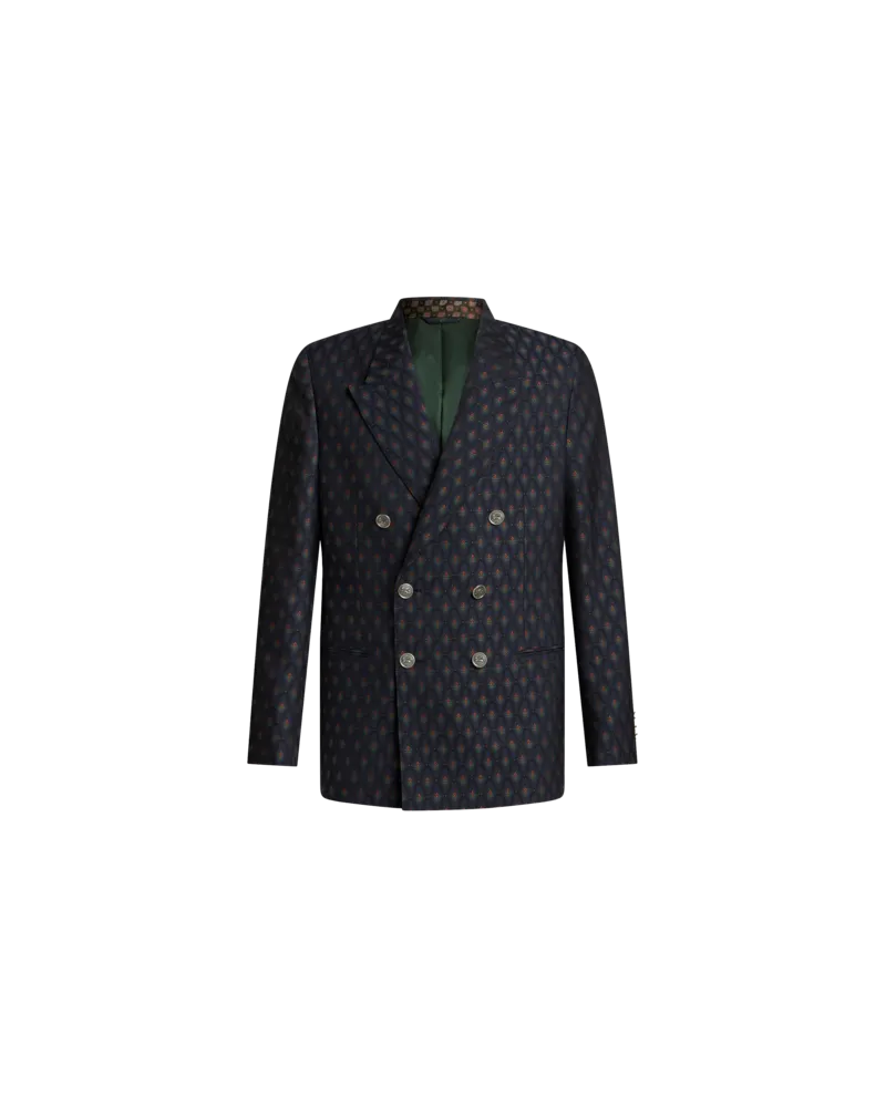 Etro Blazer Aus Woll-baumwoll-jacquard, Herren, Navyblau Navyblau