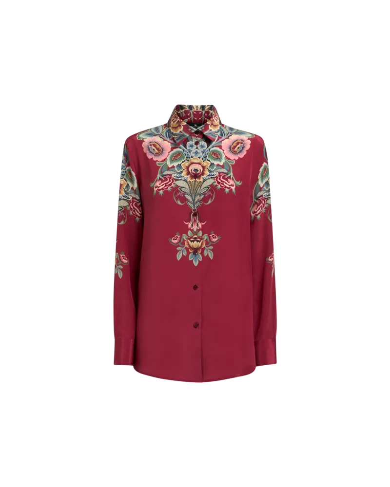Etro Hemdbluse Aus Seide Mit Platziertem Druck, Damen, Dunkel-pink, Größe Dunkel-pink