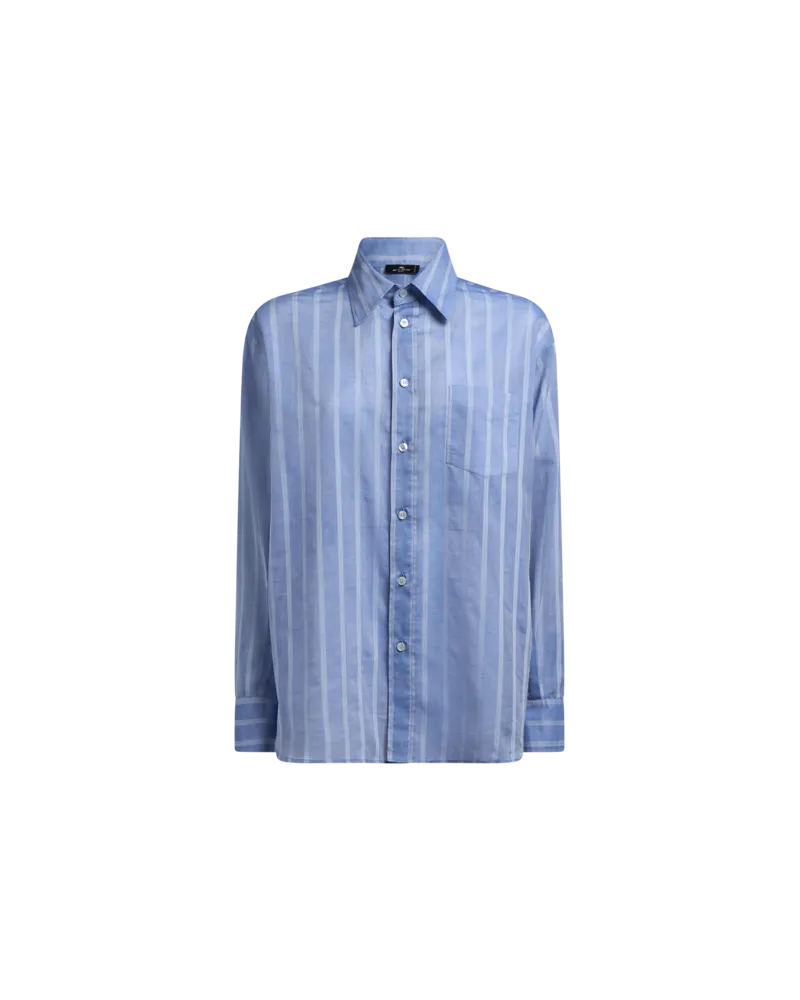 Etro Gestreiftes Hemd Aus Baumwolle, Damen, Blau, Größe Blau