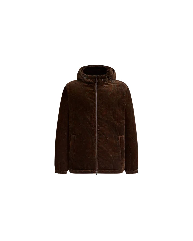 Etro Daunenjacke Aus Baumwollsamt Mit Stretch Und Arnica-motiv, Herren, Braun, Größe Braun