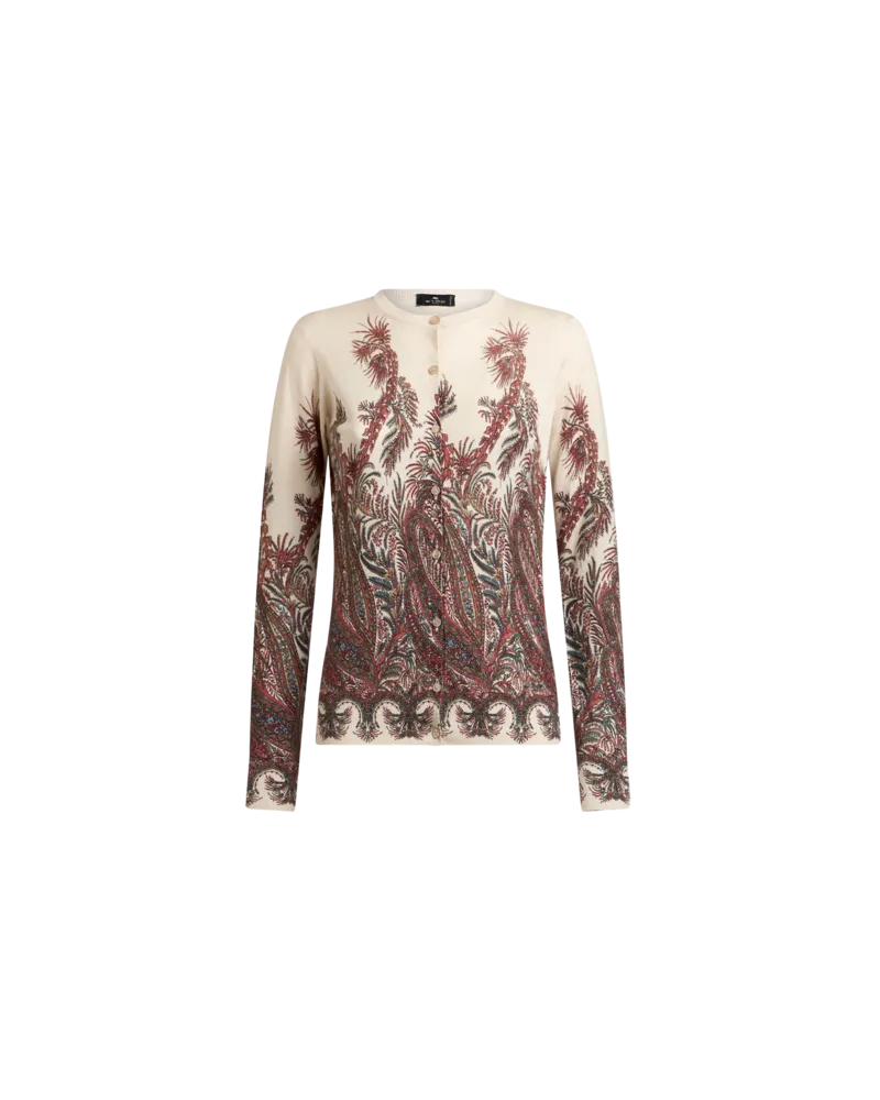 Etro Cardigan Aus Seide Und Kaschmir Mit Platziertem Print, Damen, Multicolor, Größe Multicolor