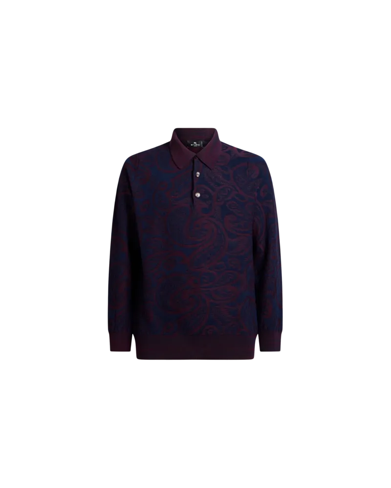 Etro Poloshirt Aus Einer Wollmischung Mit Jacquardmuster, Herren, Blau, Größe Blau