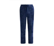 Jacquard-jogginghose Aus Baumwolle Mit Floralem Motiv, Herren, Blau, Größe